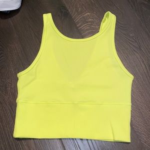 fluorescent yellow cropped workout tank
